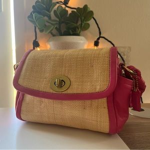 Coach Parker Pink Straw Bag